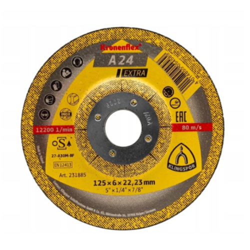 Tarcza do cięcia 125X6,0X22 typ 27 A24EX  EXTRA KLINGSPOR